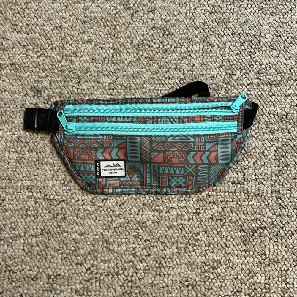 Kavu Teal and Coral Patterned Waist Bag